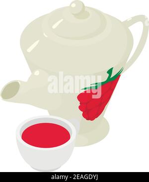 Raspberry tea icon. Isometric illustration of raspberry tea vector icon for web Stock Vector