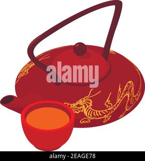 Chinese tea icon. Isometric illustration of chinese tea vector icon for web Stock Vector