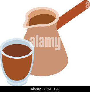 Turkish coffee icon. Isometric illustration of turkish coffee vector icon for web Stock Vector