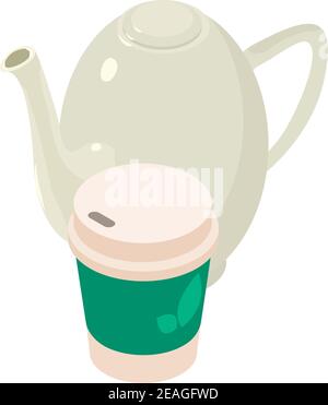 Green tea icon. Isometric illustration of green tea vector icon for web Stock Vector