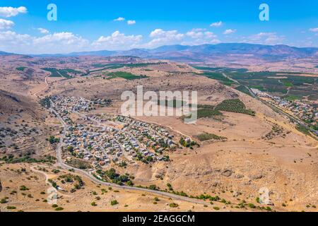 Aerial view of Hamam village from Mount Arbel in Israel Stock Photo