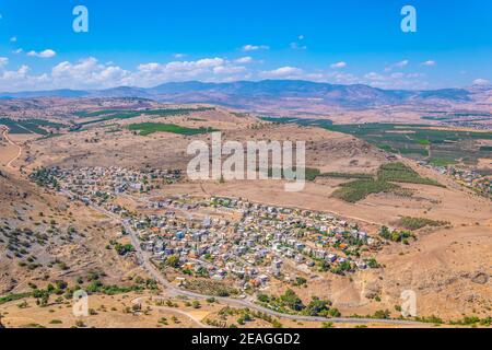 Aerial view of Hamam village from Mount Arbel in Israel Stock Photo