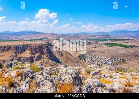 Aerial view of Hamam village from Mount Arbel in Israel Stock Photo