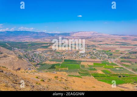 Aerial view of Migdal village from Mount Arbel in Israel Stock Photo