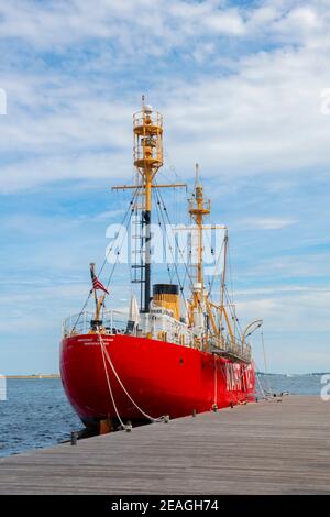 Nantucket Lightship docked in NYC for Super Bowl