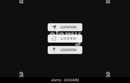 Location buttons and icons. Social media elements. Lower thirds set. Vector illustration Stock Vector