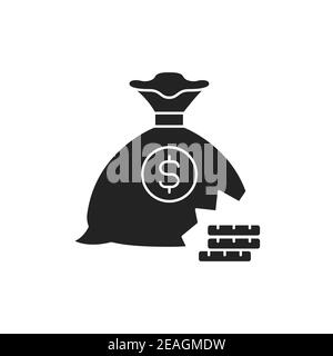 Torn bag of money line color icon. Sign for web page, mobile app, button, logo Stock Vector