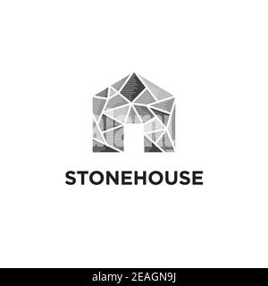 Stone house illustration logo design vector template Stock Vector