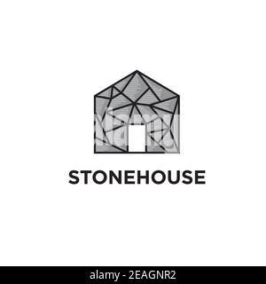 Stone house illustration logo design vector template Stock Vector