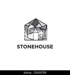 Stone house illustration logo design vector template Stock Vector