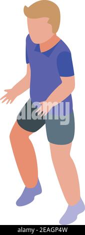 Running playing cricket icon. Isometric of running playing cricket vector icon for web design isolated on white background Stock Vector