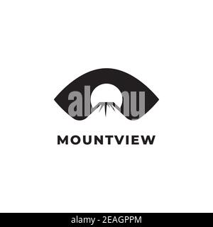 Mountain with eye illustration logo design vector template Stock Vector
