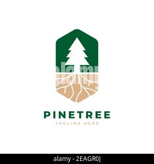 Pine tree logo design vector template Stock Vector