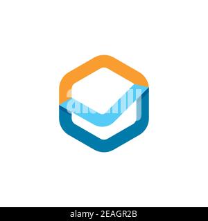 Polygon check logo design symbol vector template Stock Vector