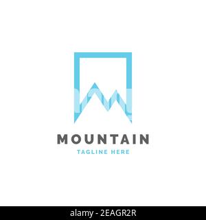 Mountain in the square logo design vector template. mountain elegant symbol Stock Vector