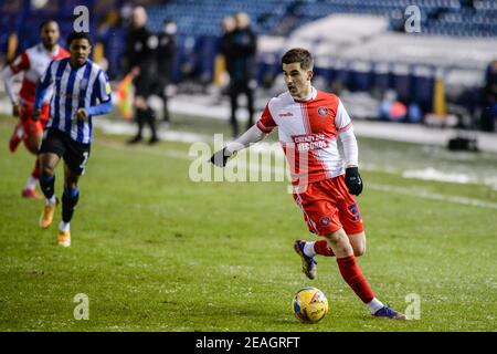 Sheffield, UK. 09th Feb, 2021. Anis Mehmeti #33 of Wycombe Wanderers with the ball in Sheffield, UK on 2/9/2021. (Photo by Dean Williams/News Images/Sipa USA) Credit: Sipa USA/Alamy Live News Stock Photo