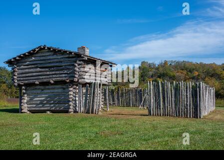 Reconstruction of historic Tanner Station, a fort to protect salt lick workers at Blue Licks in Kentucky Stock Photo