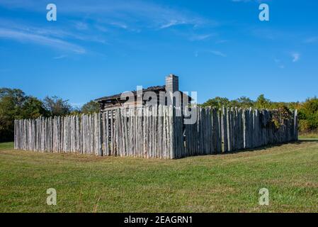 Reconstruction of historic Tanner Station, a fort to protect salt lick workers at Blue Licks in Kentucky Stock Photo