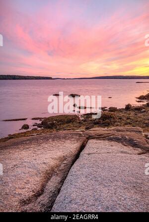 Deer Isle, Maine: Sunset on Jericho Bay Stock Photo