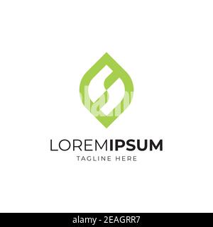 Green leaf with letter S symbol logo design vector template Stock Vector