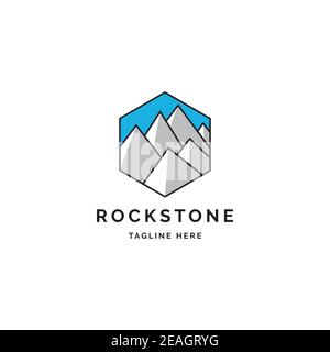 Mountains illustration in the polygonal shape logo design vector template Stock Vector