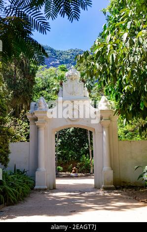 White portal in the Botanical Garden in Rio de Janeiro, Brazil. Stock Photo