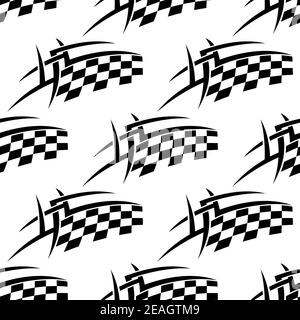 Stylized seamless pattern of a black and white checkered motor sports flag in square format for racing sport design Stock Vector