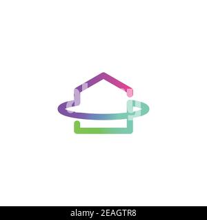 Modern house symbol with gradient color logo design vector template Stock Vector