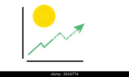 Vector Isolated Illustration of a Chart with a bitcoin Icon. Bitcoin Trading Icon Stock Vector