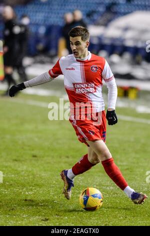 Sheffield, UK. 09th Feb, 2021. Anis Mehmeti #33 of Wycombe Wanderers with the ball in Sheffield, UK on 2/9/2021. (Photo by Dean Williams/News Images/Sipa USA) Credit: Sipa USA/Alamy Live News Stock Photo