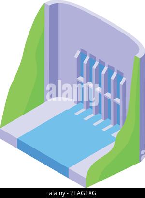 Aqua energy dam icon. Isometric of aqua energy dam vector icon for web design isolated on white background Stock Vector