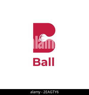 Letter B with ball negative space logo design vector template Stock Vector