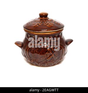Ceramic baking pot isolated on white background Stock Photo