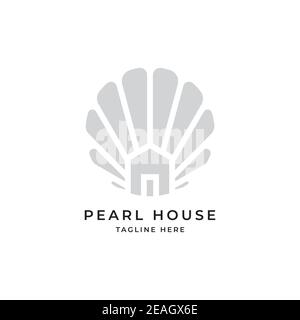 Pearl house illustration symbol logo design vector template Stock Vector