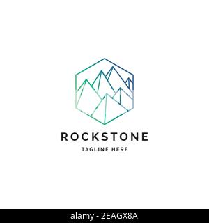 Mountains illustration in the polygonal shape logo design vector template Stock Vector