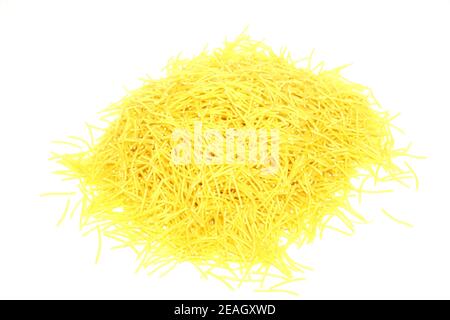 Heap of vermicelli pasta isolated on white background Stock Photo