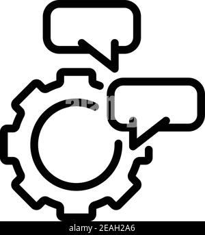 Gear chat icon. Outline gear chat vector icon for web design isolated on white background Stock Vector