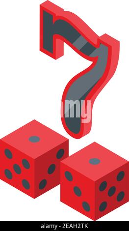 Lucky seven dice icon. Isometric of lucky seven dice vector icon for web design isolated on white background Stock Vector