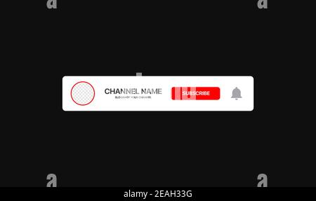 Channel Name Lower Third. Red Broadcast Banner for Video On Black Background. Vector illustration Stock Vector