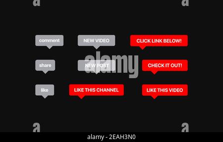 Social Media Message Notification. Red and Grey Flat Buttons. Vector Illustration On Black Background. Vector illustration Stock Vector