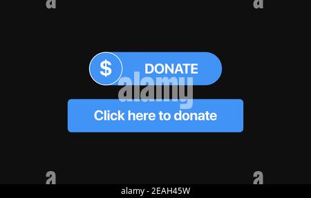Blue donation buttons. Support channel. Social Media elements for video service platforms. Vector illustration Stock Vector