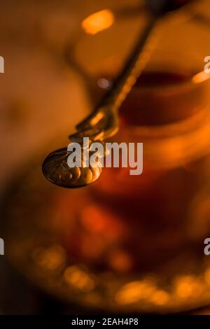 Turkish tea, with spices, delicious with fruits Stock Photo