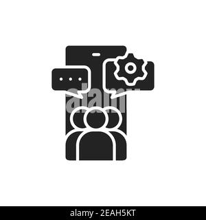 Community management glyph black icon. SMM promotion. Vector illustration Stock Vector