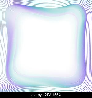 Turquoise, purple wavy frame. Modern border, white square copy space. Multicolor squiggle lines. Vector abstract background. Geometric template. EPS10 Stock Vector
