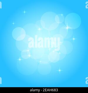 Christmas background with bokeh, sparkles, stars. Soft light blue gradient. Abstract design. Winter shiny pattern for postcard, presentation. Vector Stock Vector