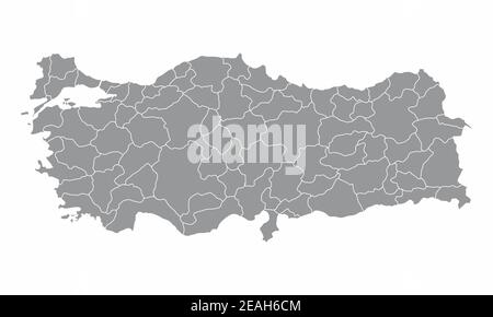 The Turkey isolated map divided in provinces Stock Vector