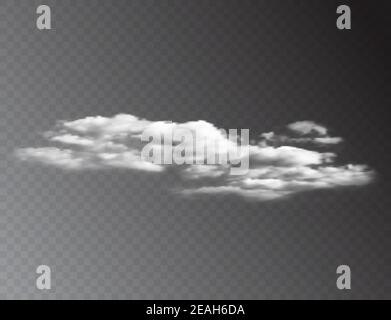 Realistic 3D white clouds isolated on transparent background. vector illustration Stock Vector