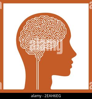 Vector Illustration of brain shaped maze. Conceptual image of science and medicine. Stock Vector