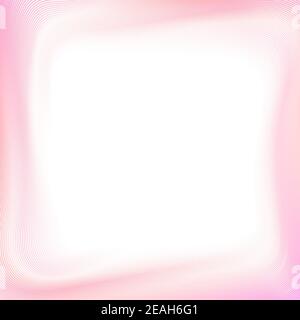 Delicate pink border, white copy space. Wavy frame of pastel thin squiggle lines. Vector soft background, template for greeting card, promotion. EPS10 Stock Vector