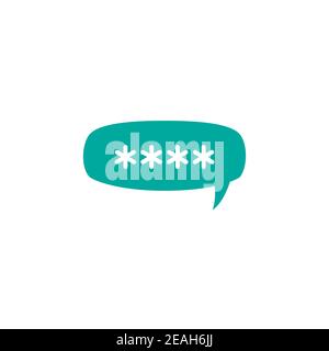 four white asterisks footnote in red bubble icon. Password, parol, chat ...